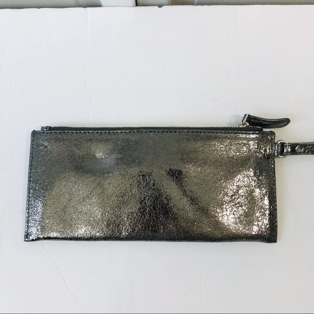 MICHAEL KORS Gunmetal Small Zip Wristlet